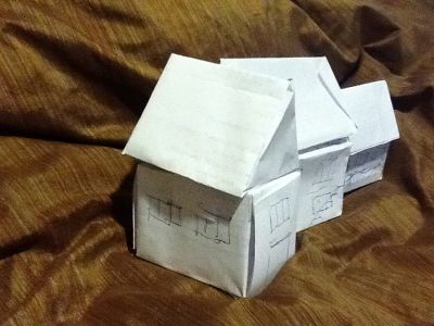 软纸设计前侧面 paper prototype left front view
